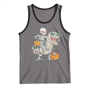 Funny Skeleton Riding Mummy Dinosaur Halloween Tank Top TS11 Deep Heather Black Print Your Wear