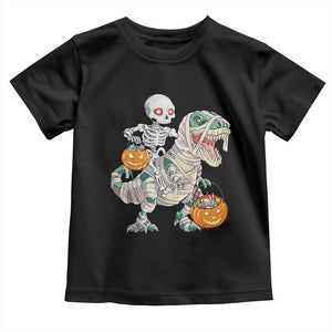 Funny Skeleton Riding Mummy Dinosaur Halloween Toddler T Shirt TS11 Black Print Your Wear
