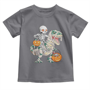 Funny Skeleton Riding Mummy Dinosaur Halloween Toddler T Shirt TS11 Charcoal Print Your Wear