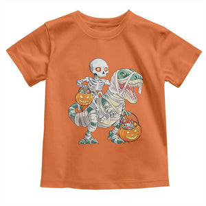 Funny Skeleton Riding Mummy Dinosaur Halloween Toddler T Shirt TS11 Orange Print Your Wear