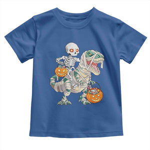 Funny Skeleton Riding Mummy Dinosaur Halloween Toddler T Shirt TS11 Royal Blue Print Your Wear