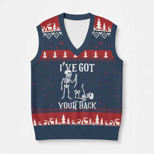 Funny I Got Your Back V-Neck Knit Sweater Vest Halloween Skeleton Skull TS11 Navy Red Print Your Wear