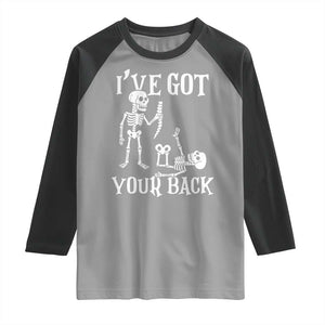 Funny I Got Your Back Raglan Shirt Halloween Skeleton Skull TS11 Sport Gray Black Print Your Wear
