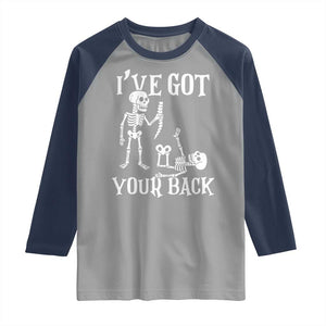 Funny I Got Your Back Raglan Shirt Halloween Skeleton Skull TS11 Sport Gray Navy Print Your Wear