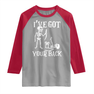 Funny I Got Your Back Raglan Shirt Halloween Skeleton Skull TS11 Sport Gray Red Print Your Wear