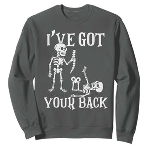 Funny I Got Your Back Sweatshirt Halloween Skeleton Skull TS11 Dark Heather Print Your Wear