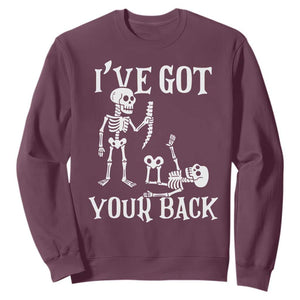 Funny I Got Your Back Sweatshirt Halloween Skeleton Skull TS11 Maroon Print Your Wear