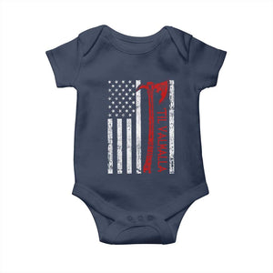 Viking Til Valhalla Baby Onesie Norse Mythology Axe USA Flag TS11 Navy Print Your Wear