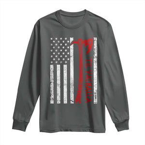 Viking Til Valhalla Long Sleeve Shirt Norse Mythology Axe USA Flag TS11 Dark Heather Print Your Wear