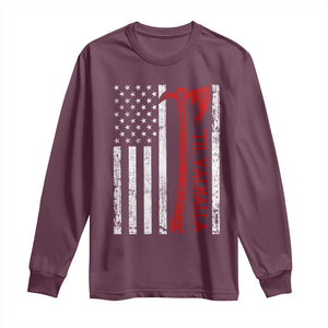 Viking Til Valhalla Long Sleeve Shirt Norse Mythology Axe USA Flag TS11 Maroon Print Your Wear