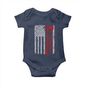 Viking Til Valhalla Baby Onesie Norse Mythology Axe Celtic Knot USA Flag TS11 Navy Print Your Wear