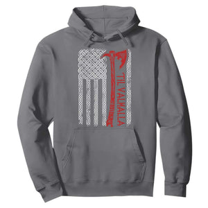 Viking Til Valhalla Hoodie Norse Mythology Axe Celtic Knot USA Flag TS11 Charcoal Print Your Wear
