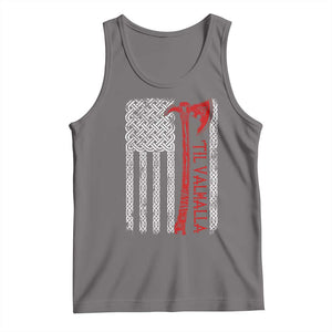 Viking Til Valhalla Tank Top Norse Mythology Axe Celtic Knot USA Flag TS11 Deep Heather Print Your Wear