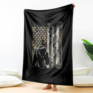 Bear Bowhunting Bow Archery Vintage Camo American Flag Throw Blanket TS11 Print Your Wear
