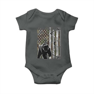 Bear Bowhunting Bow Archery Vintage Camo American Flag Baby Onesie TS11 Dark Heather Print Your Wear