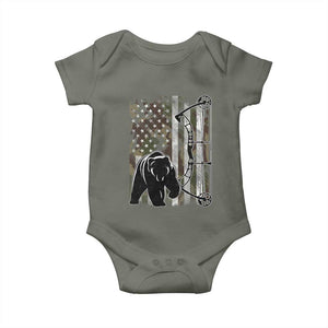 Bear Bowhunting Bow Archery Vintage Camo American Flag Baby Onesie TS11 Military Green Print Your Wear