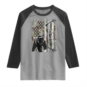 Bear Bowhunting Bow Archery Vintage Camo American Flag Raglan Shirt TS11 Sport Gray Black Print Your Wear