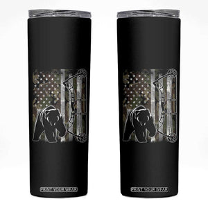 Bear Bowhunting Bow Archery Vintage Camo American Flag Skinny Tumbler TS11 Black Print Your Wear