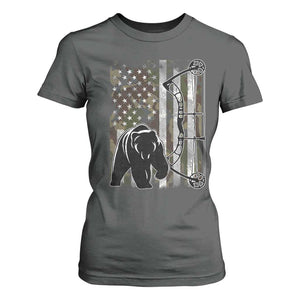 Bear Bowhunting Bow Archery Vintage Camo American Flag T Shirt For Women TS11 Dark Heather Print Your Wear