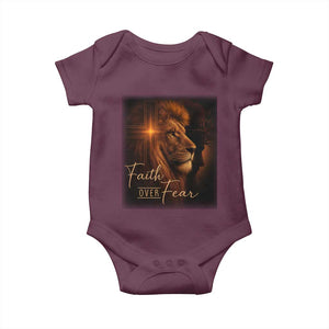 Faith Over Fear Baby Onesie Lion Of Judah Jesus Christian Religious TS11 Maroon Print Your Wear