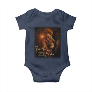 Faith Over Fear Baby Onesie Lion Of Judah Jesus Christian Religious TS11 Navy Print Your Wear