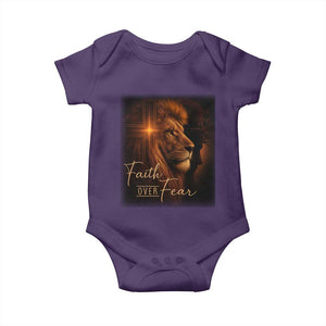 Faith Over Fear Baby Onesie Lion Of Judah Jesus Christian Religious TS11 Purple Print Your Wear