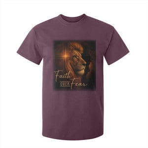 Faith Over Fear T Shirt For Kid Lion Of Judah Jesus Christian Religious TS11 Maroon Print Your Wear