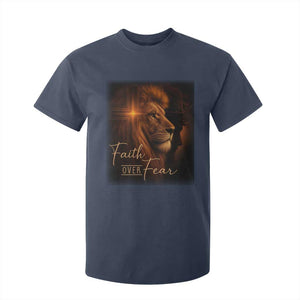 Faith Over Fear T Shirt For Kid Lion Of Judah Jesus Christian Religious TS11 Navy Print Your Wear