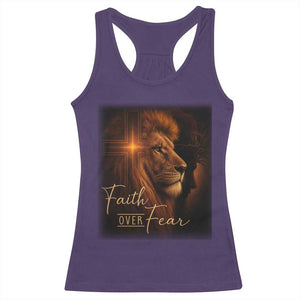 Faith Over Fear Racerback Tank Top Lion Of Judah Jesus Christian Religious TS11 Purple Print Your Wear