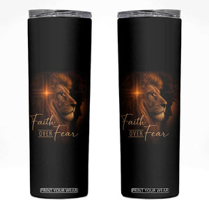 Faith Over Fear Skinny Tumbler Lion Of Judah Jesus Christian Religious TS11 Black Print Your Wear