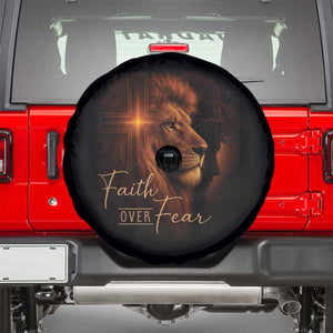 Faith Over Fear Spare Tire Cover Lion Of Judah Jesus Christian Religious TS11 Black Print Your Wear
