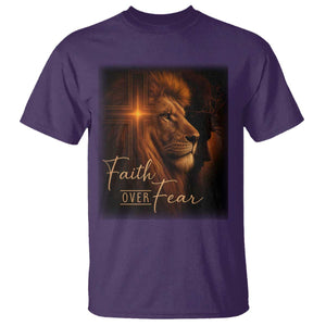 Faith Over Fear T Shirt Lion Of Judah Jesus Christian Religious TS11 Purple Print Your Wear