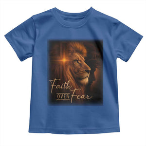 Faith Over Fear Toddler T Shirt Lion Of Judah Jesus Christian Religious TS11 Royal Blue Print Your Wear