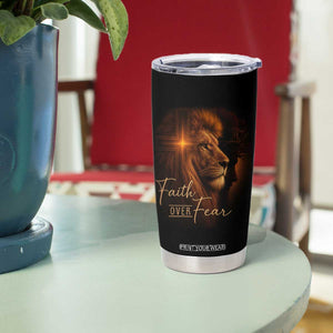 Faith Over Fear Tumbler Cup Lion Of Judah Jesus Christian Religious TS11 Print Your Wear