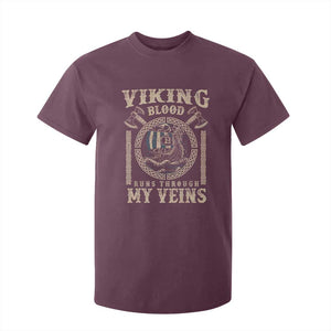 Viking Blood Runs Through My Veins T Shirt For Kid Norse Mythology Drakkar Longship TS11 Maroon Print Your Wear