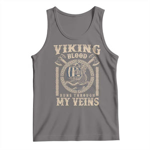 Viking Blood Runs Through My Veins Tank Top Norse Mythology Drakkar Longship TS11 Deep Heather Print Your Wear
