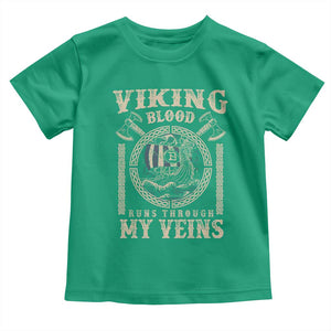 Viking Blood Runs Through My Veins Toddler T Shirt Norse Mythology Drakkar Longship TS11 Irish Green Print Your Wear