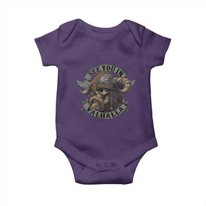See You In Valhalla Baby Onesie Nordic Norse Viking Warrior Skull TS11 Purple Print Your Wear