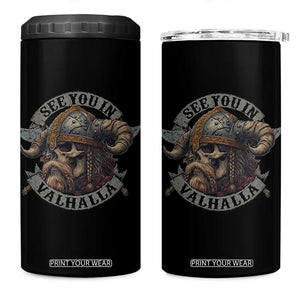 See You In Valhalla 4 in 1 Can Cooler Tumbler Nordic Norse Viking Warrior Skull TS11 One Size: 16 oz Black Print Your Wear