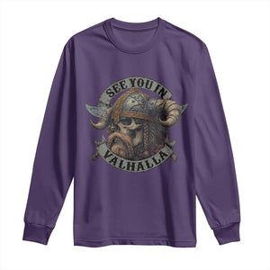 See You In Valhalla Long Sleeve Shirt Nordic Norse Viking Warrior Skull TS11 Purple Print Your Wear