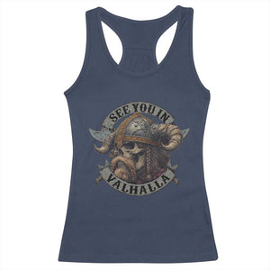See You In Valhalla Racerback Tank Top Nordic Norse Viking Warrior Skull TS11 Navy Print Your Wear