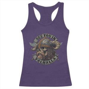 See You In Valhalla Racerback Tank Top Nordic Norse Viking Warrior Skull TS11 Purple Print Your Wear