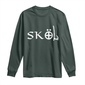 Skol Viking Heritage Axe Nordic Scandinavian Warrior Long Sleeve Shirt TS11 Dark Forest Green Print Your Wear
