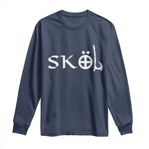 Skol Viking Heritage Axe Nordic Scandinavian Warrior Long Sleeve Shirt TS11 Navy Print Your Wear