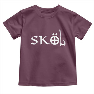Skol Viking Heritage Axe Nordic Scandinavian Warrior Toddler T Shirt TS11 Maroon Print Your Wear