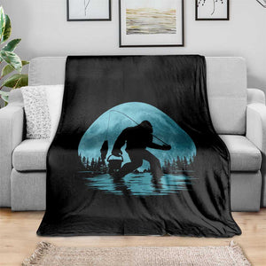 Funny Bigfoot Fishing Night Stroll Full Moon Throw Blanket TS11 Print Your Wear