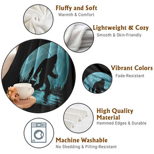 Funny Bigfoot Fishing Night Stroll Full Moon Throw Blanket TS11 Print Your Wear