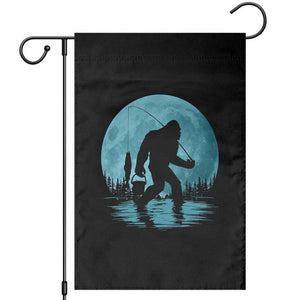 Funny Bigfoot Fishing Night Stroll Full Moon Garden Flag TS11 Black Print Your Wear