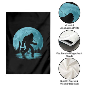 Funny Bigfoot Fishing Night Stroll Full Moon Garden Flag TS11 Print Your Wear