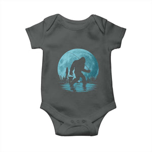 Funny Bigfoot Fishing Night Stroll Full Moon Baby Onesie TS11 Dark Heather Print Your Wear